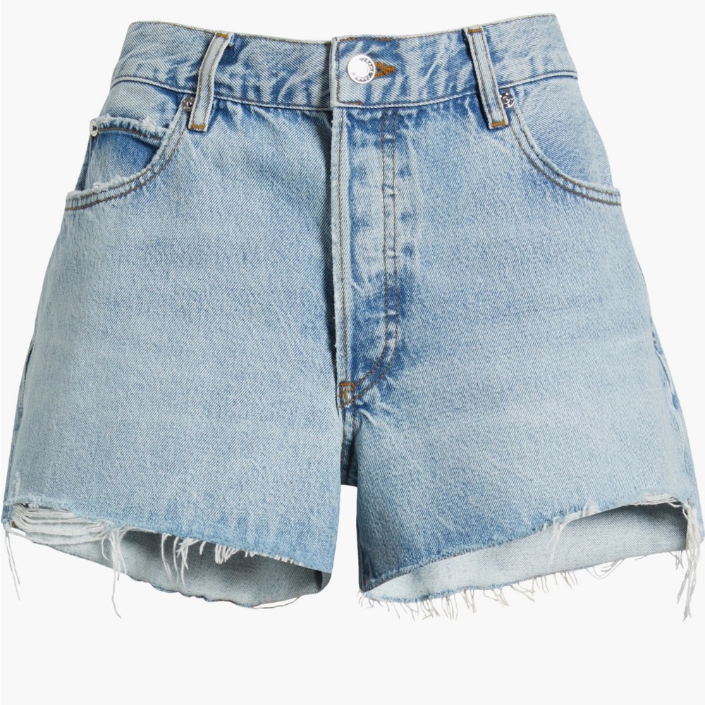 Frame Denim Blue Jean Shorts High-Waisted Distressed